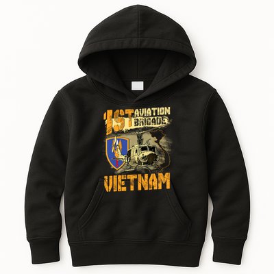 1st Aviation Brigade Vietnam Veteran Pilot  Door Gunner Kids Hoodie