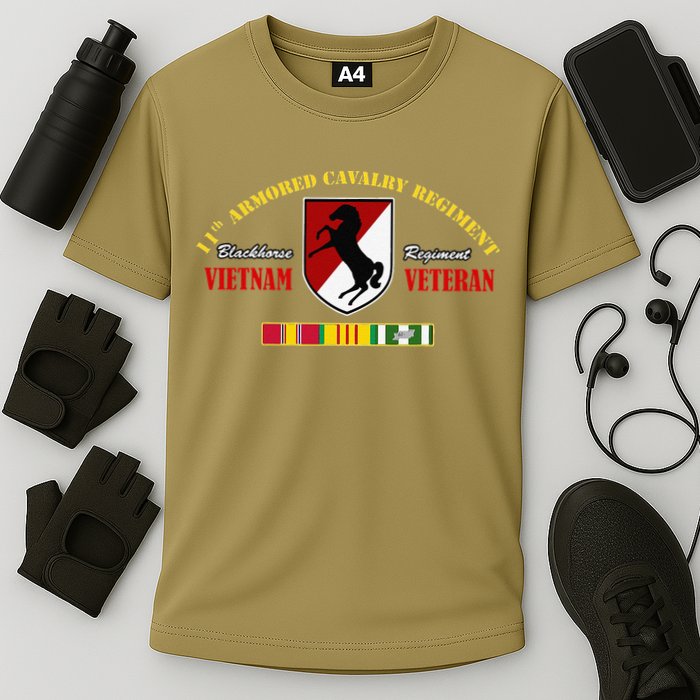 11th Armored Cavalry Regiment Vietnam Veteran Father Day Cooling Performance Crew T-Shirt