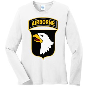 101st Airborne Division Military Veteran American Eagle Army Ladies Long Sleeve Shirt