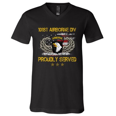 101st Airborne Divition Proudly Served Veterans Day V-Neck T-Shirt