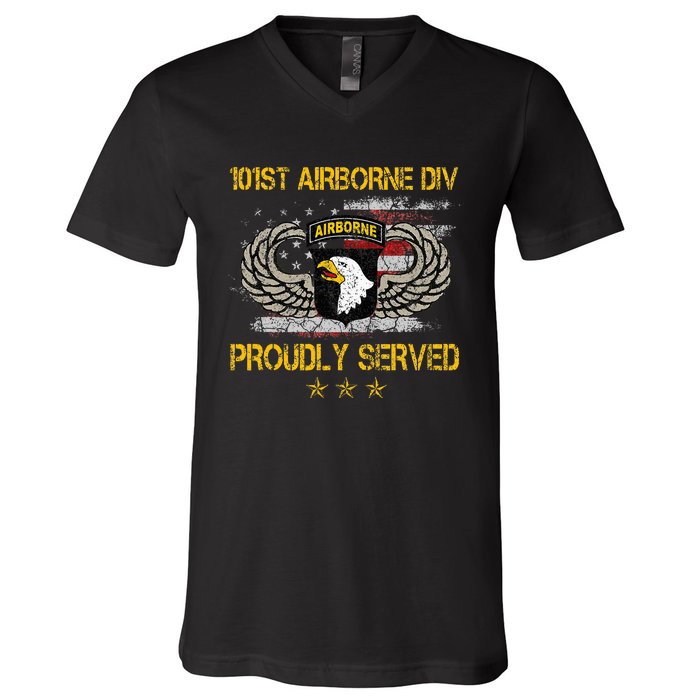 101st Airborne Divition Proudly Served Veterans Day V-Neck T-Shirt