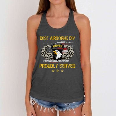 101st Airborne Divition Proudly Served Veterans Day Women's Knotted Racerback Tank