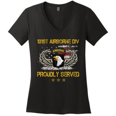 101st Airborne Divition Proudly Served Veterans Day Women's V-Neck T-Shirt