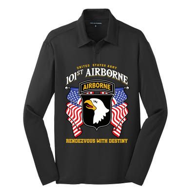 101st Airborne Division Veteran Gift Silk Touch Performance Long Sleeve Polo