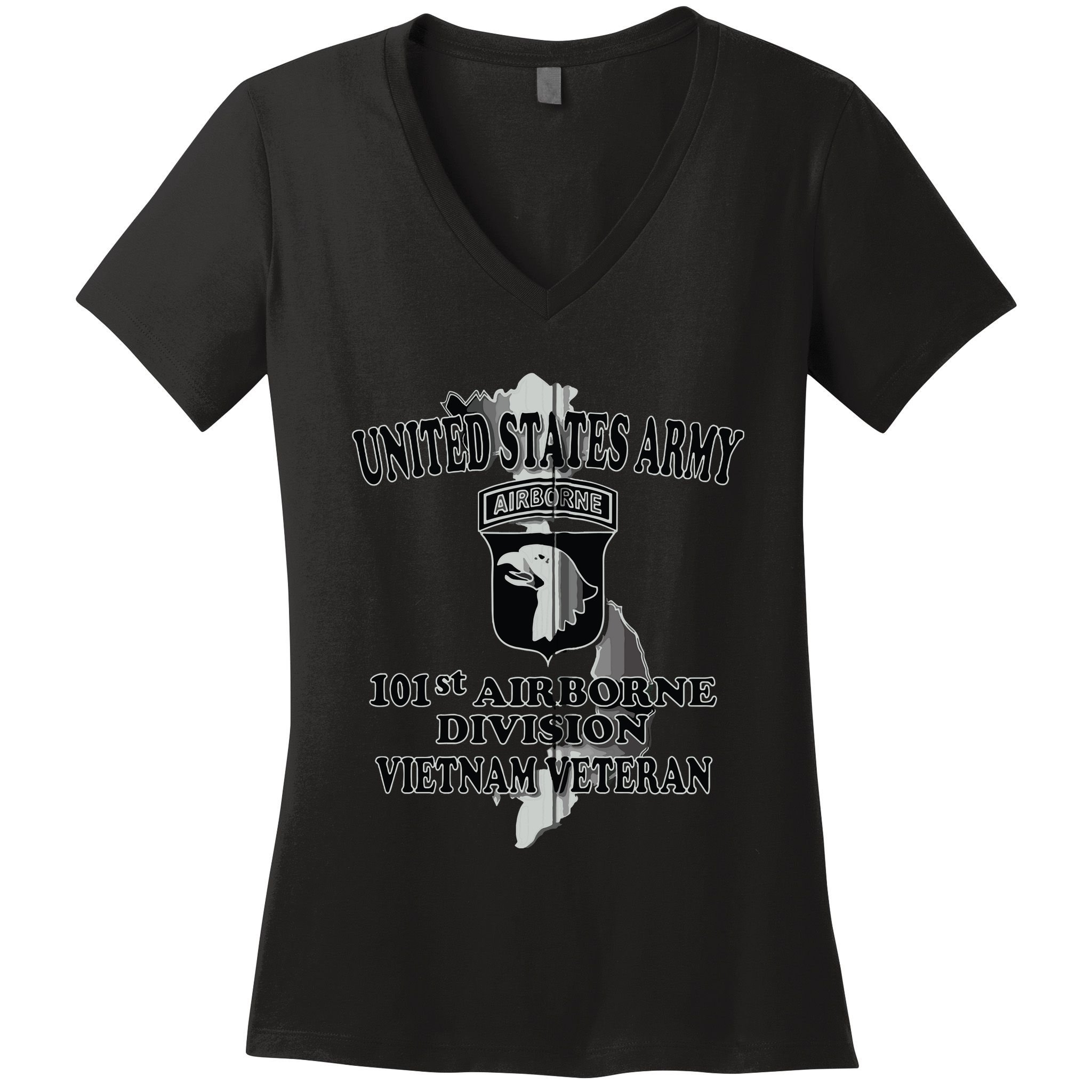 101st Airborne Division Vietnam Veteran Zip Hoodie Women's V-Neck T-Shirt