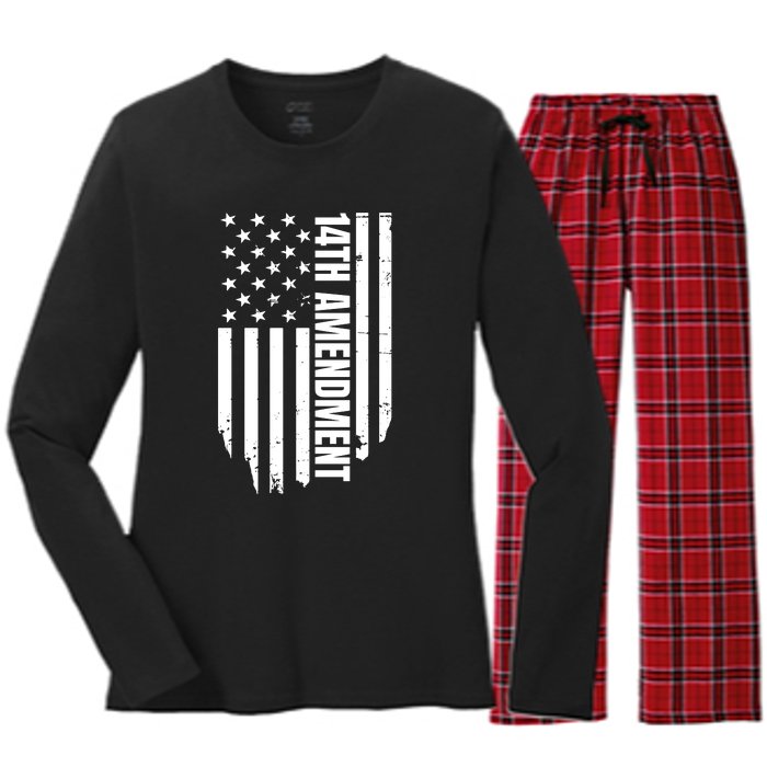 14th Amendment Flag Political America Usa Rights Women's Long Sleeve Flannel Pajama Set 