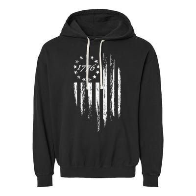 1776 American Flag Betsy Ross 13 Stars Garment-Dyed Fleece Hoodie