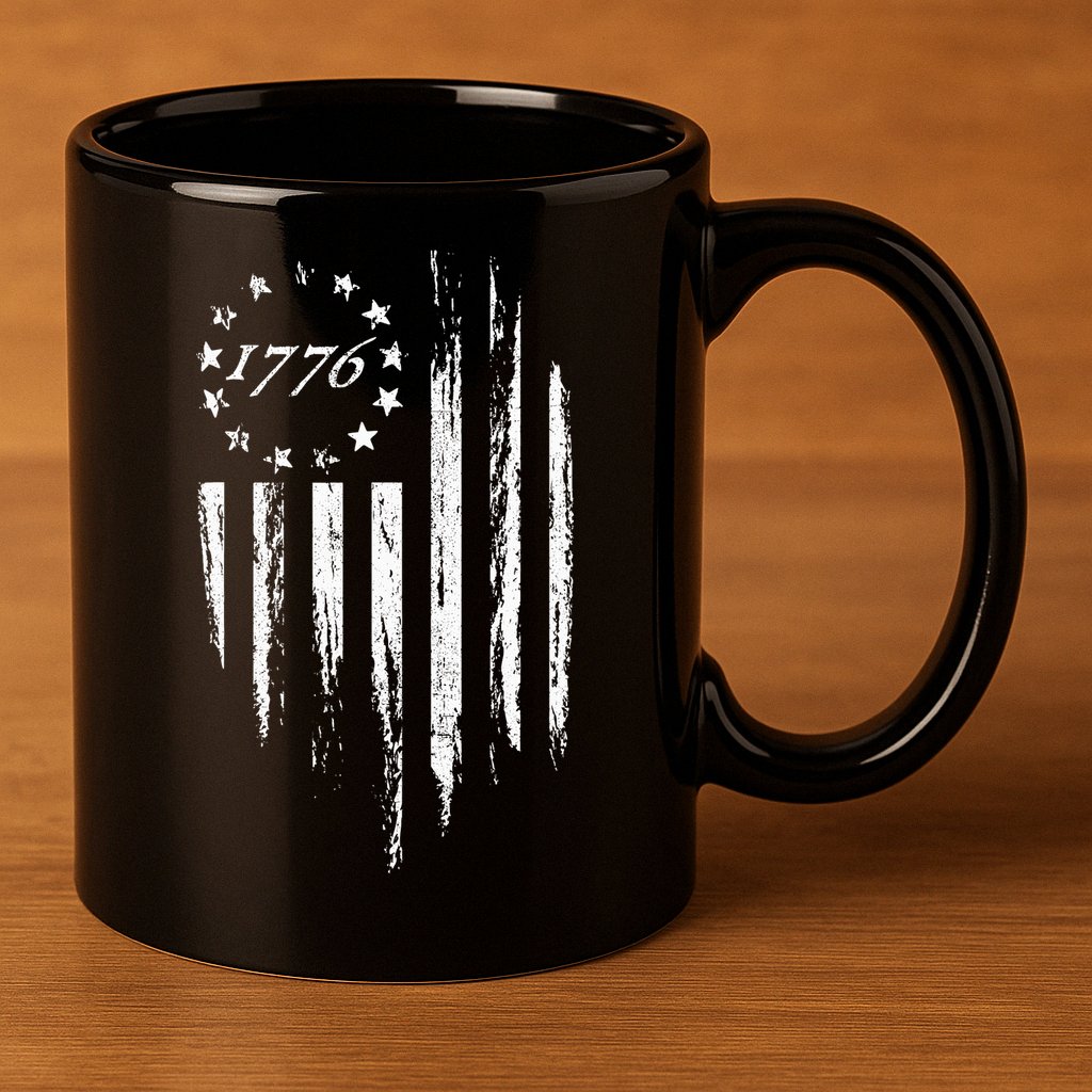 1776 American Flag Betsy Ross 13 Stars 11oz C Handle Ceramic Mug