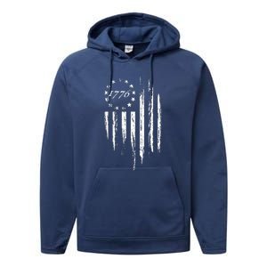 1776 American Flag Betsy Ross 13 Stars Performance Fleece Hoodie