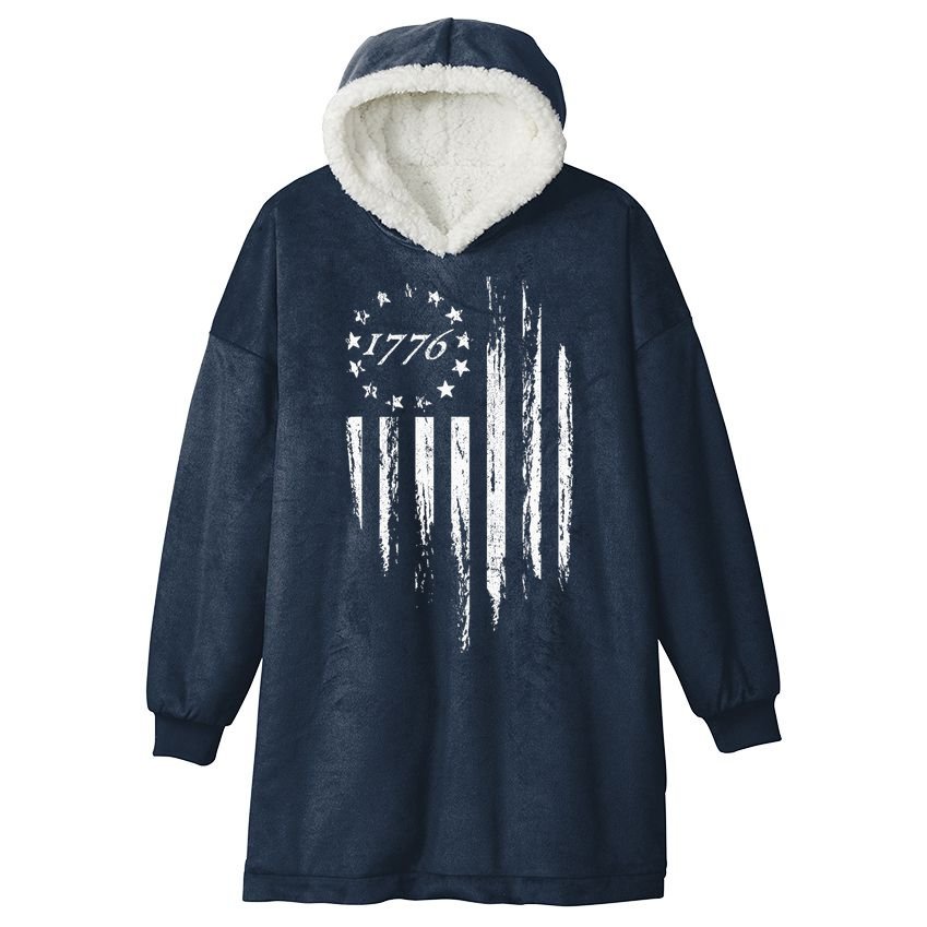 1776 American Flag Betsy Ross 13 Stars Hooded Wearable Blanket
