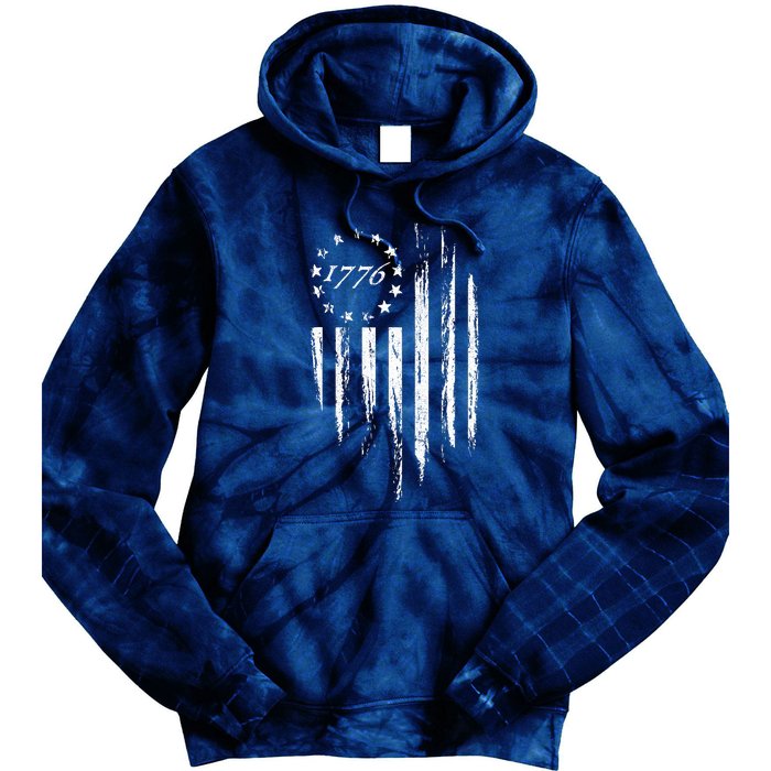 1776 American Flag Betsy Ross 13 Stars Tie Dye Hoodie