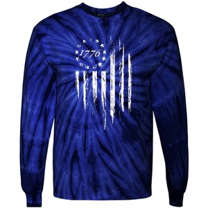 1776 American Flag Betsy Ross 13 Stars Tie-Dye Long Sleeve Shirt