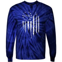 1776 American Flag Betsy Ross 13 Stars Tie-Dye Long Sleeve Shirt