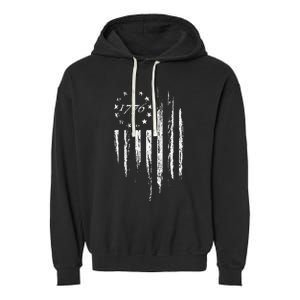 1776 American Flag Betsy Ross 13 Stars Usa Garment-Dyed Fleece Hoodie