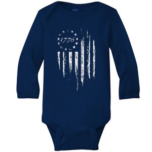 1776 American Flag Betsy Ross 13 Stars Usa Baby Long Sleeve Bodysuit