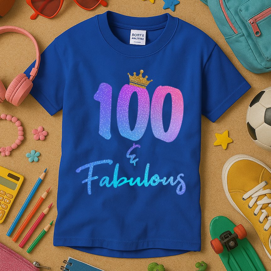100 And Fabulous For 100th Birthday Cute Gift Kids T-Shirt