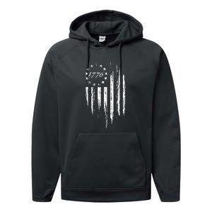 1776 American Flag Betsy Ross 13 Stars USA 4th Of July Performance Fleece Hoodie