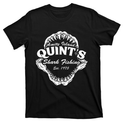 1975 Amity Island QuintS Shark Fishing T-Shirt