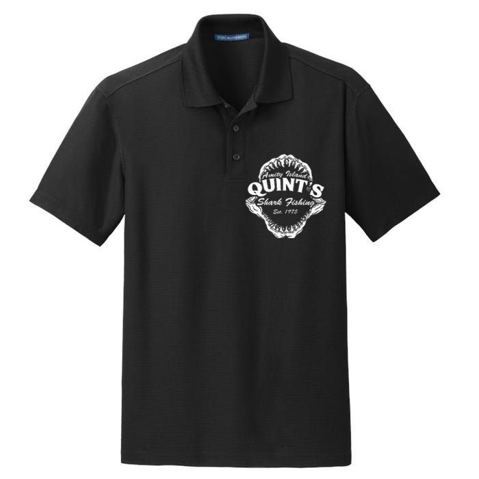 1975 Amity Island QuintS Shark Fishing Dry Zone Grid Polo