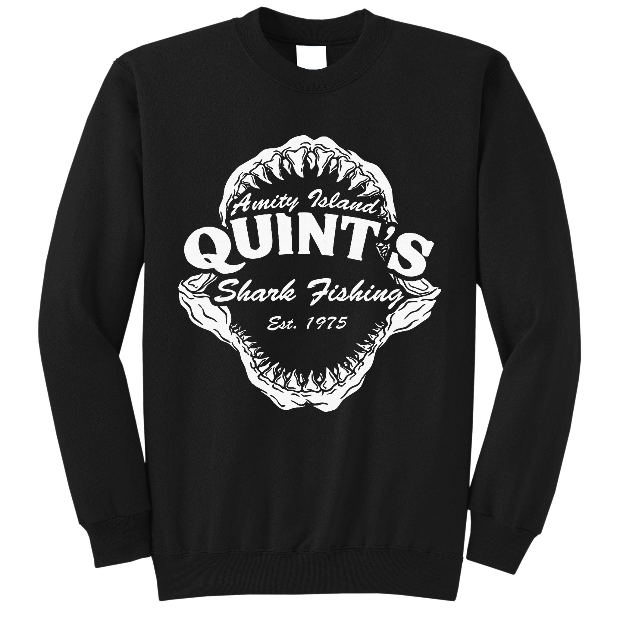 1975 Amity Island QuintS Shark Fishing Tall Sweatshirt