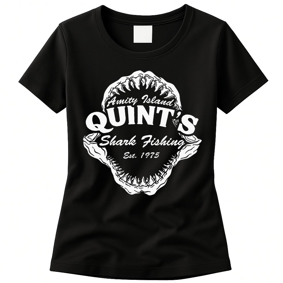 1975 Amity Island QuintS Shark Fishing Womens T-Shirt