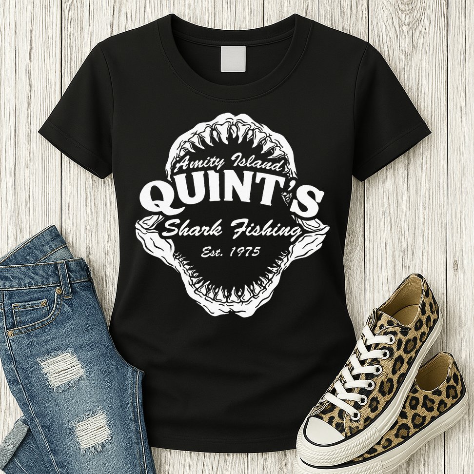 1975 Amity Island QuintS Shark Fishing Womens T-Shirt
