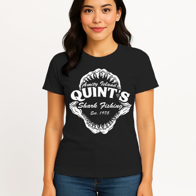 1975 Amity Island QuintS Shark Fishing Womens T-Shirt