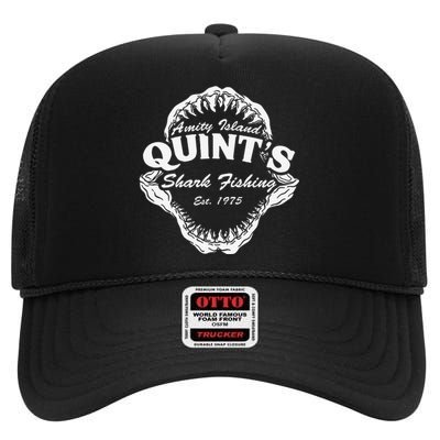 1975 Amity Island Quints Shark Fishing Classic Retro High Crown Mesh Back Trucker Hat