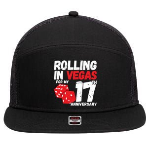 17Th Anniversary Married 17 Years Vegas Anniversary Trip Cute Gift 7 Panel Mesh Trucker Snapback Hat