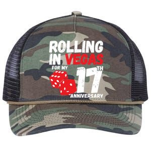 17Th Anniversary Married 17 Years Vegas Anniversary Trip Cute Gift Retro Rope Trucker Hat Cap