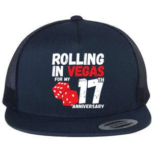 17Th Anniversary Married 17 Years Vegas Anniversary Trip Cute Gift Flat Bill Trucker Hat