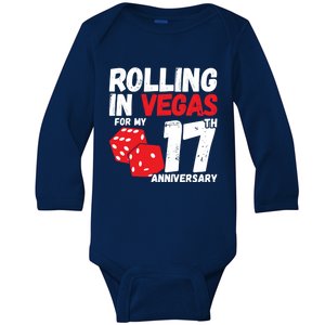 17Th Anniversary Married 17 Years Vegas Anniversary Trip Cute Gift Baby Long Sleeve Bodysuit