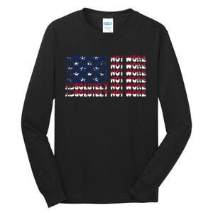 100 Absolutely Not Woke Anti Woke USA Flag Free Speech Tall Long Sleeve T-Shirt