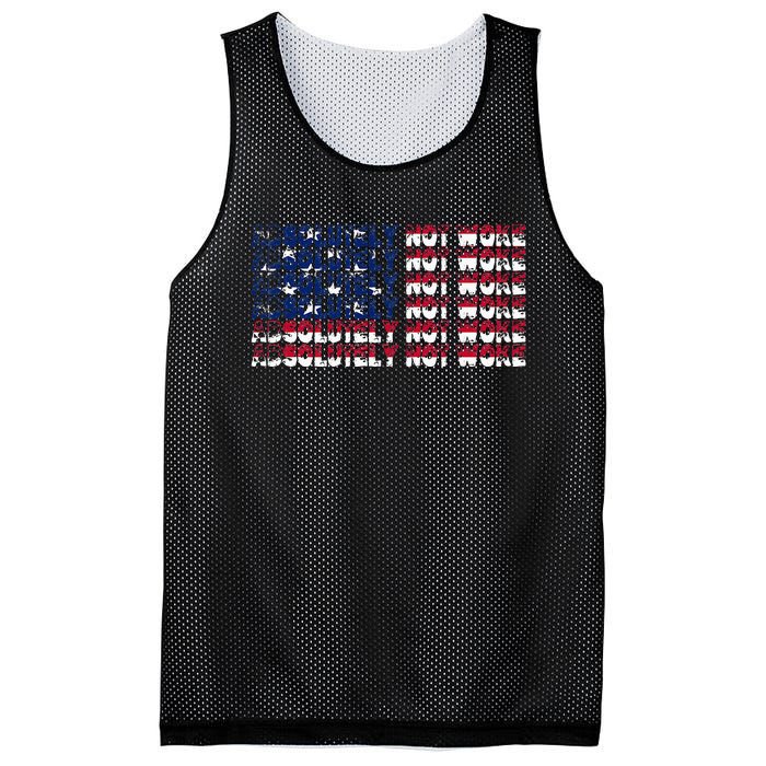 100 Absolutely Not Woke Anti Woke USA Flag Free Speech Mesh Reversible Basketball Jersey Tank