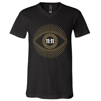 1111 Angel Number Numerology Synchronicity Manifestation V-Neck T-Shirt