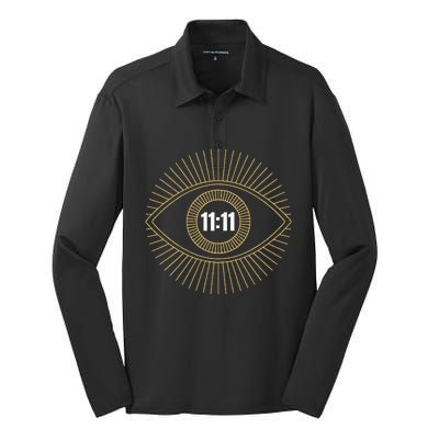 1111 Angel Number Numerology Synchronicity Manifestation Silk Touch Performance Long Sleeve Polo