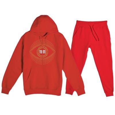 1111 Angel Number Numerology Synchronicity Manifestation Premium Hooded Sweatsuit Set