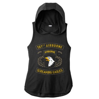 101st Airborne Paratrooper Army Veteran Vintage Ladies PosiCharge Tri-Blend Wicking Draft Hoodie Tank