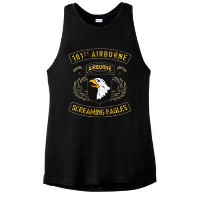 101st Airborne Paratrooper Army Veteran Vintage Ladies PosiCharge Tri-Blend Wicking Tank