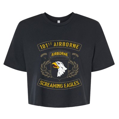 101st Airborne Paratrooper Army Veteran Vintage Bella+Canvas Jersey Crop Tee