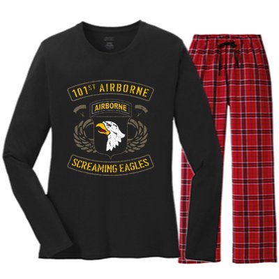 101st Airborne Paratrooper Army Veteran Vintage Women's Long Sleeve Flannel Pajama Set 