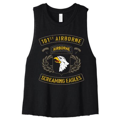 101st Airborne Paratrooper Army Veteran Vintage Women's Racerback Cropped Tank