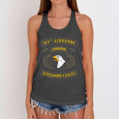 101st Airborne Paratrooper Army Veteran Vintage Women's Knotted Racerback Tank