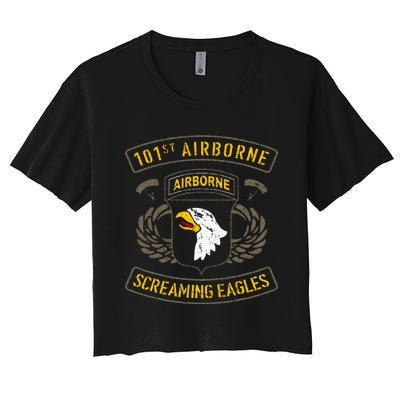 101st Airborne Paratrooper Army Veteran Vintage Women's Crop Top Tee