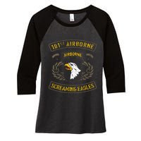 101st Airborne Paratrooper Army Veteran Vintage Women's Tri-Blend 3/4-Sleeve Raglan Shirt