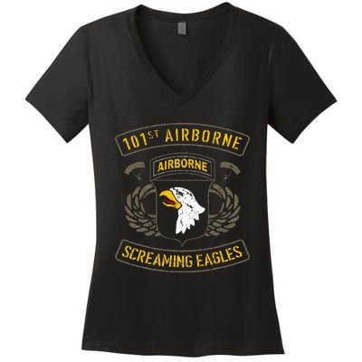 101st Airborne Paratrooper Army Veteran Vintage Women's V-Neck T-Shirt