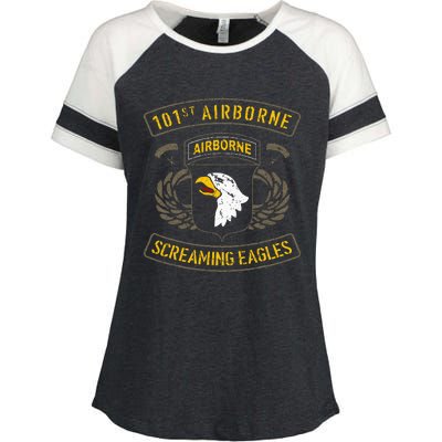 101st Airborne Paratrooper Army Veteran Vintage Enza Ladies Jersey Colorblock Tee