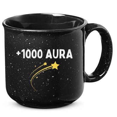 1000 Aura Plus 1000 Aura Points Meme Humor 15oz Campfire Ceramic Mug