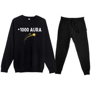 1000 Aura Plus 1000 Aura Points Meme Humor Premium Crewneck Sweatsuit Set