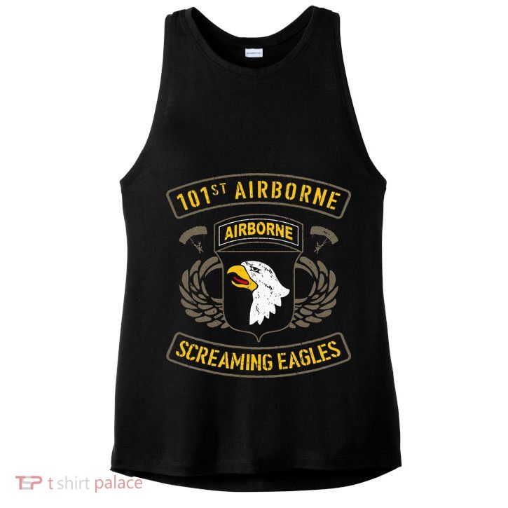 101st Airborne Paratrooper Army Veteran Vintage Ladies PosiCharge Tri-Blend Wicking Tank